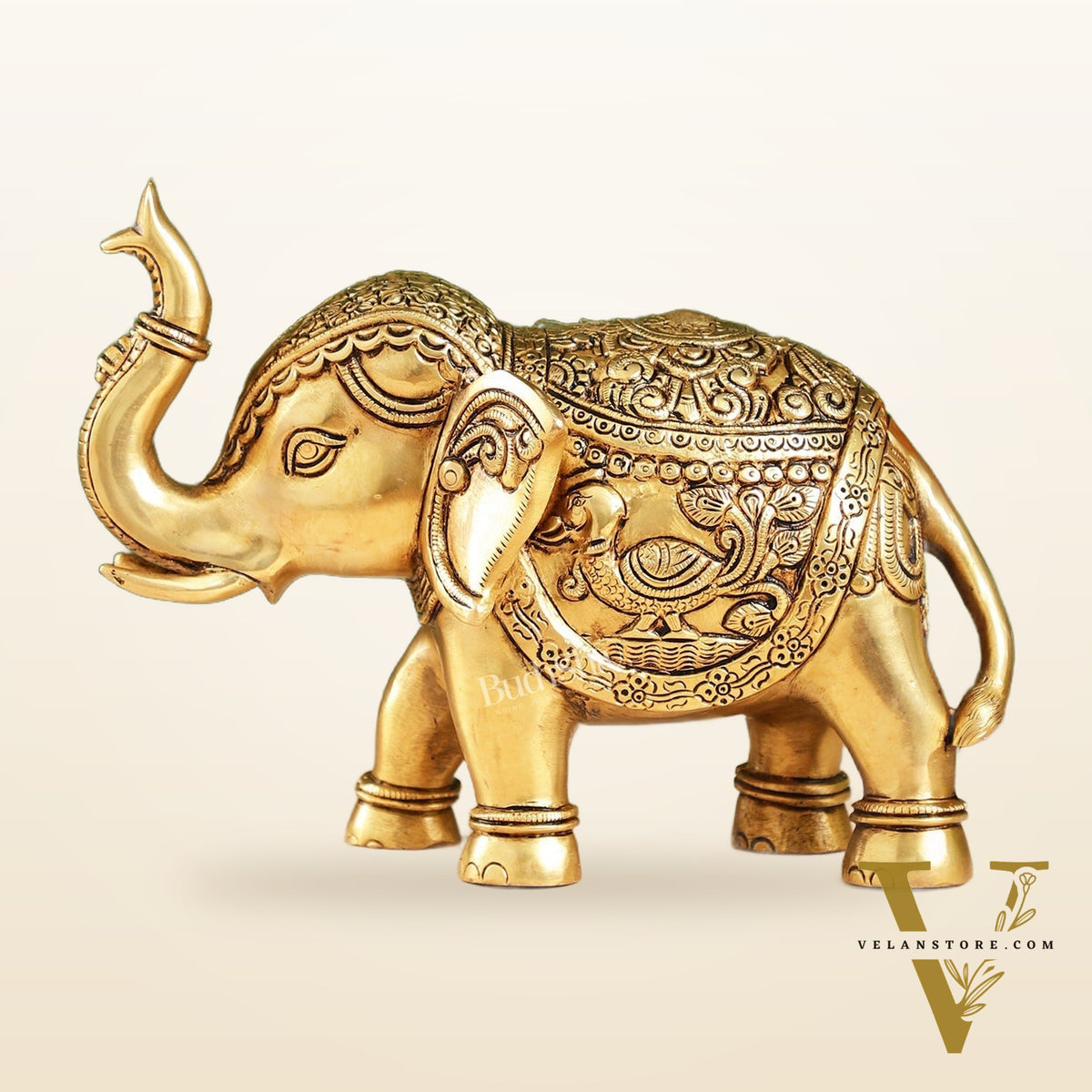 Brass Superfine Elephant Statue Showpiece | 9.5 inch