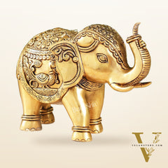 Brass Superfine Elephant Statue Showpiece | 9.5 inch