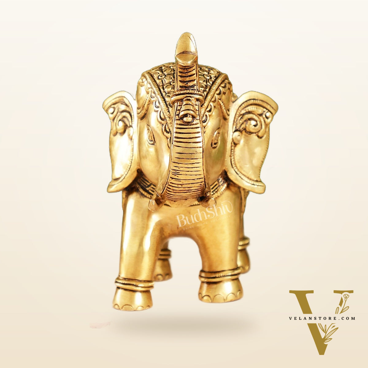 Brass Superfine Elephant Statue Showpiece | 9.5 inch