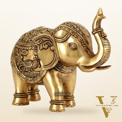 Brass Superfine Elephant Statue Showpiece | 9.5 inch