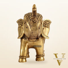 Brass Superfine Elephant Statue Showpiece | 9.5 inch