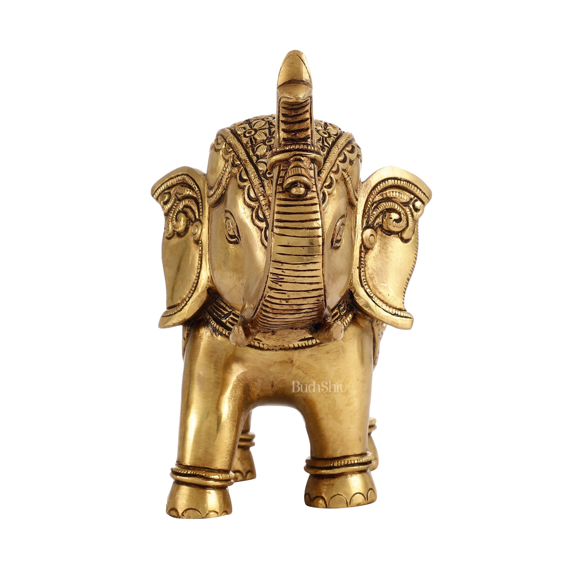 Brass Superfine Elephant Statue Showpiece | 9.5 inch
