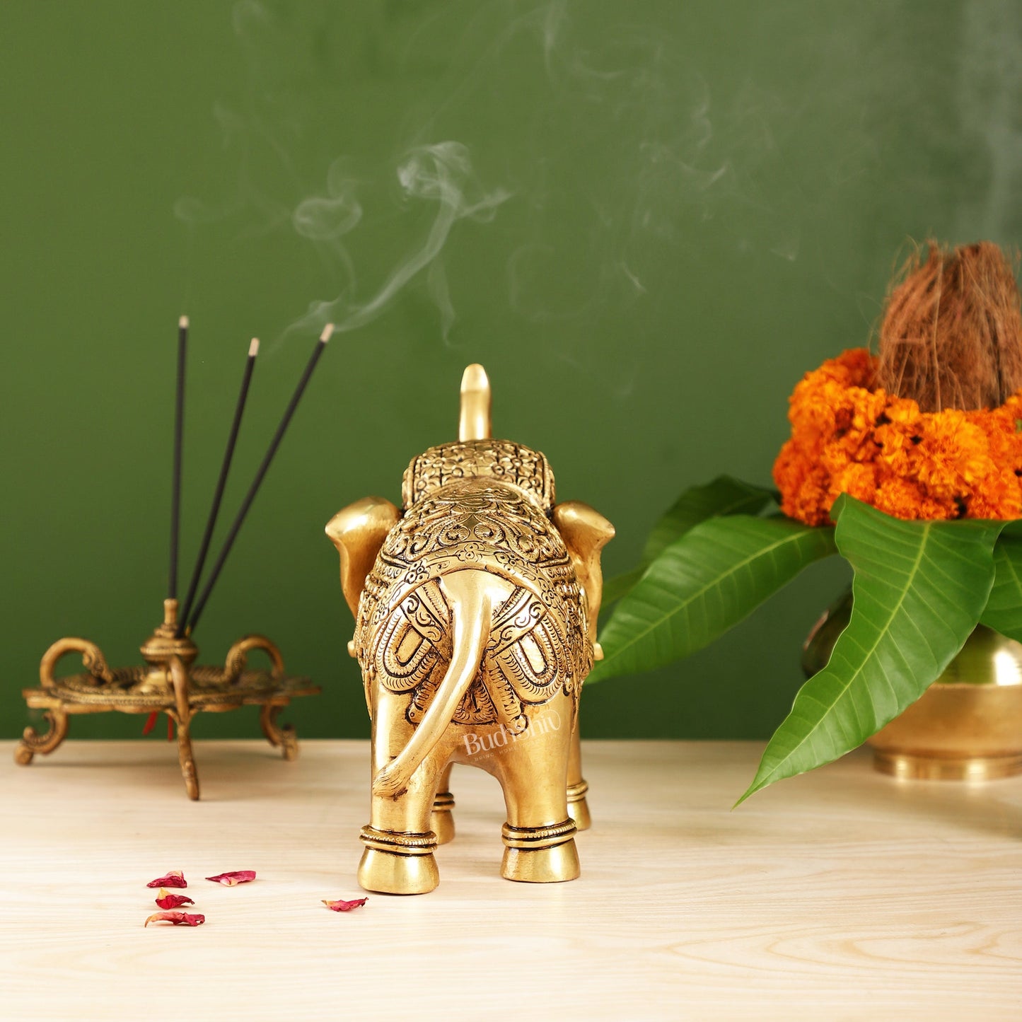 Brass Superfine Elephant Statue Showpiece | 9.5 inch