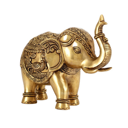 Brass Superfine Elephant Statue Showpiece | 9.5 inch