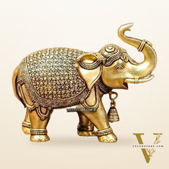 Brass Superfine Elephant with trunk up statue 11"