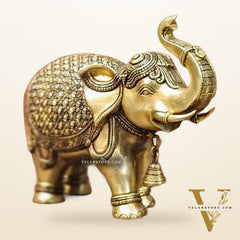 Brass Superfine Elephant with trunk up statue 11"