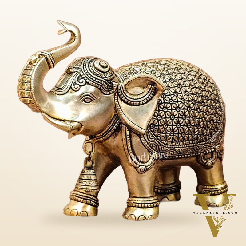 Brass Superfine Elephant with trunk up statue 11"