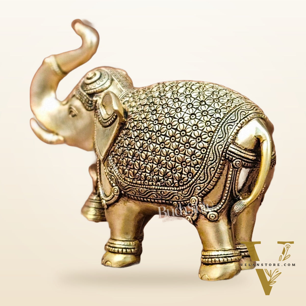 Brass Superfine Elephant with trunk up statue 11"