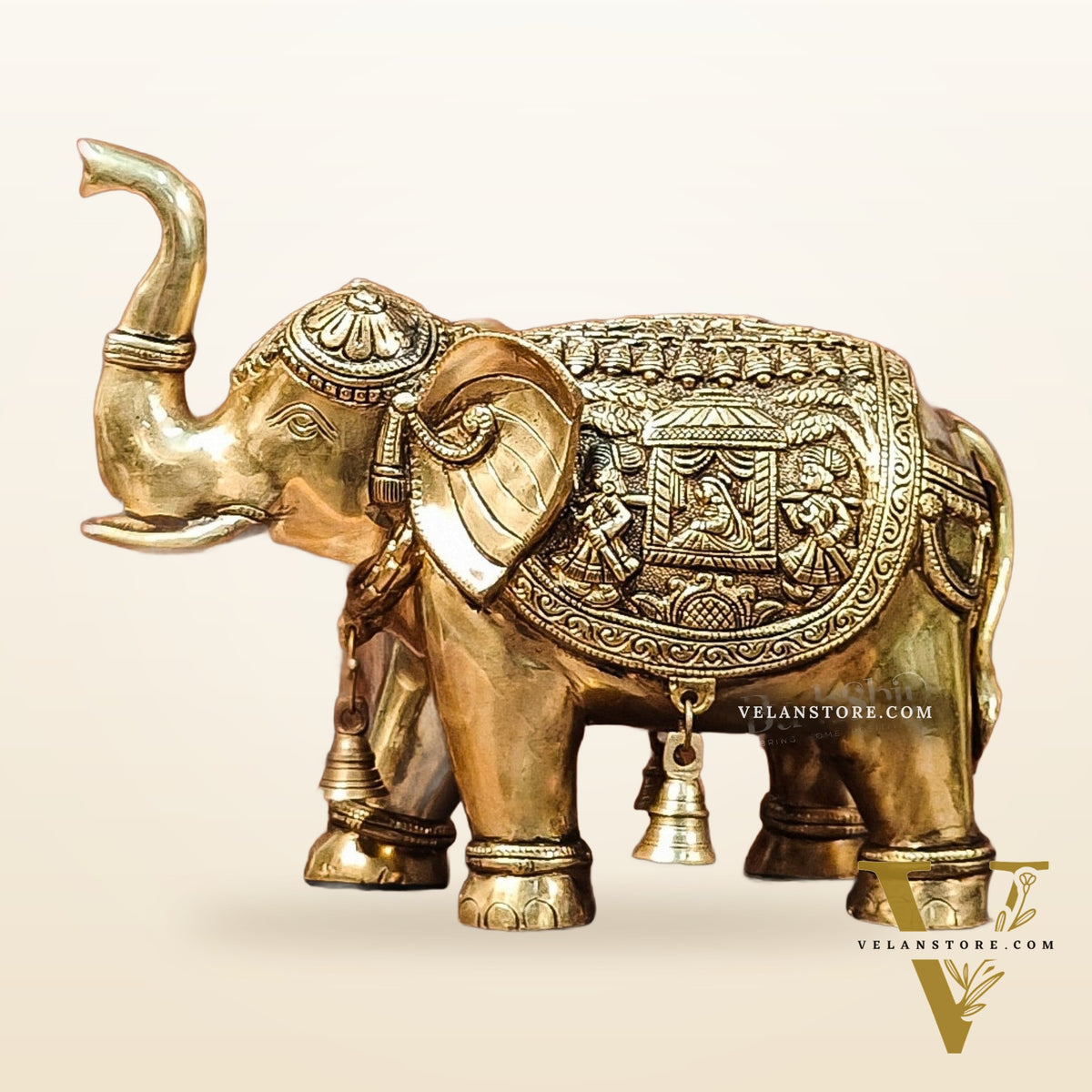 Brass Superfine Elephant with trunk up statue 11"