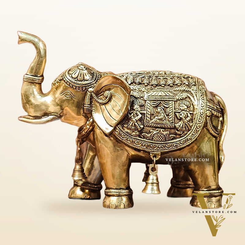 Brass Superfine Elephant with trunk up statue 11"