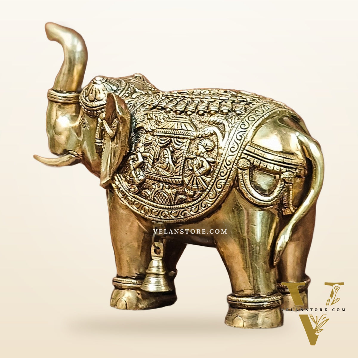 Brass Superfine Elephant with trunk up statue 11"