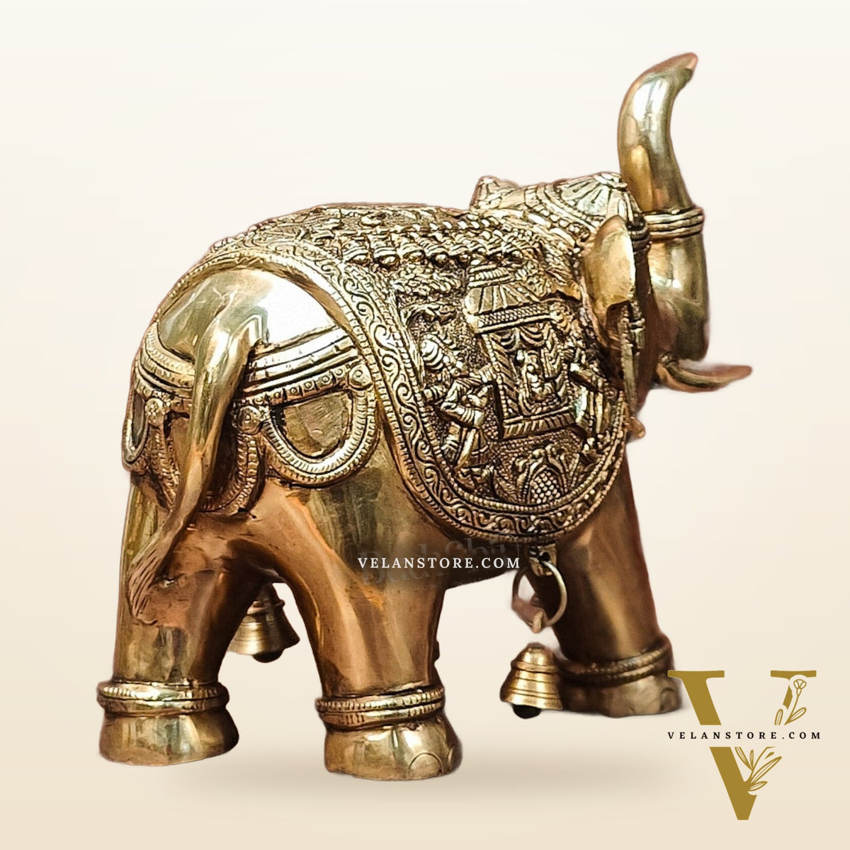 Brass Superfine Elephant with trunk up statue 11"