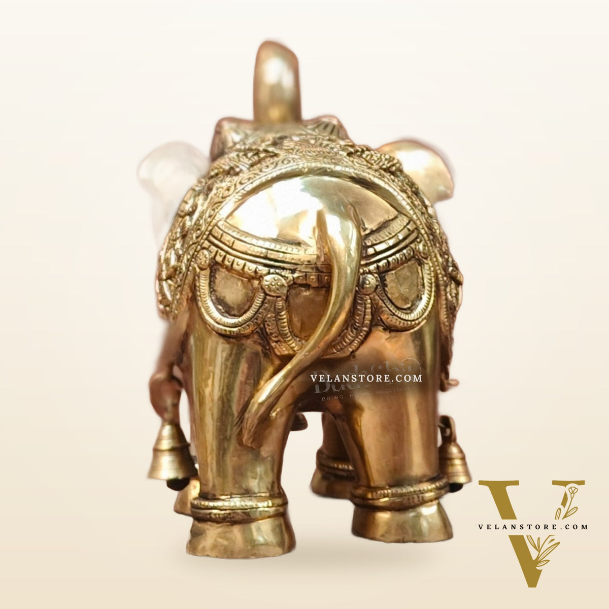 Brass Superfine Elephant with trunk up statue 11"