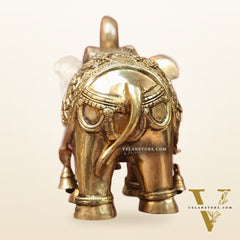 Brass Superfine Elephant with trunk up statue 11"