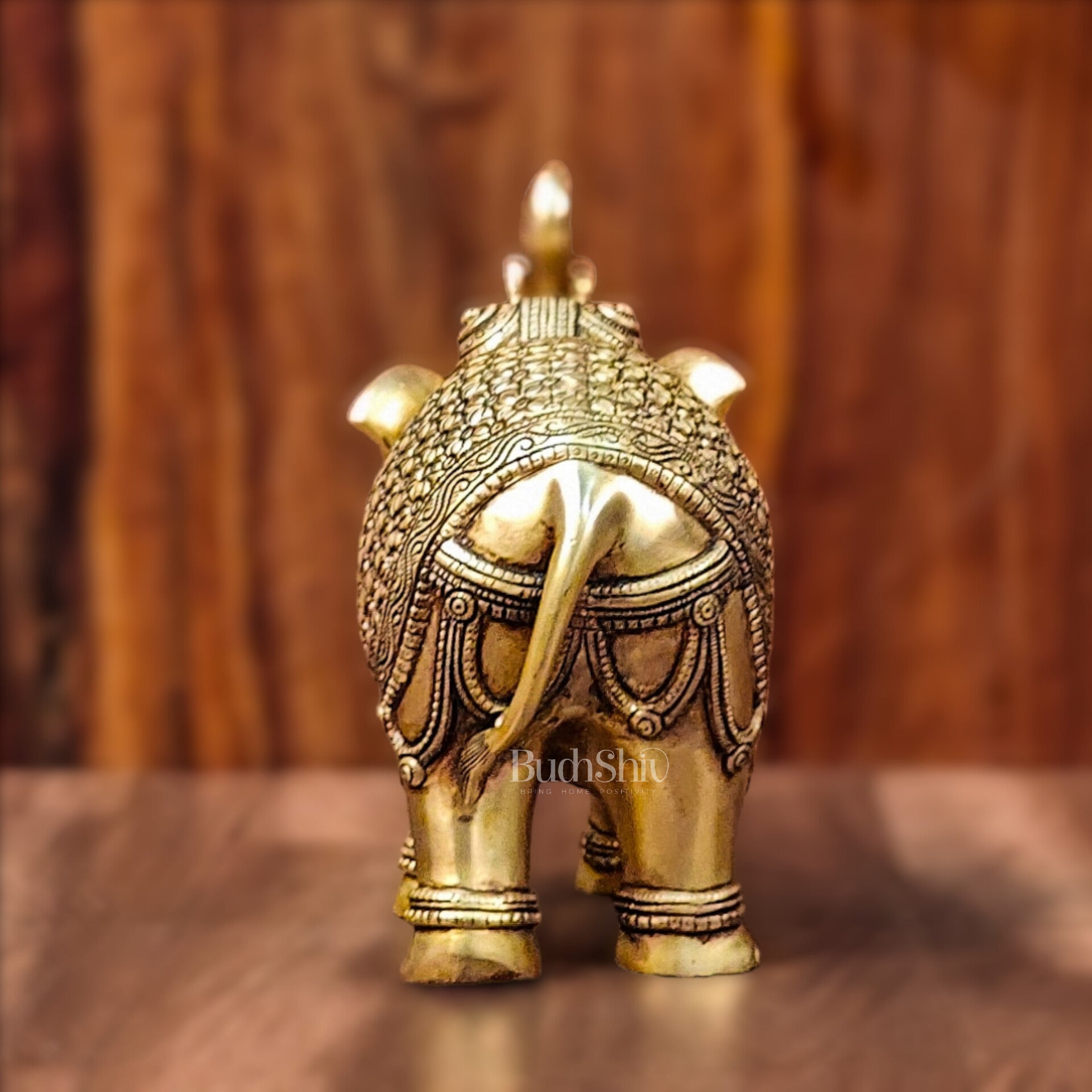 Brass Superfine Elephant with trunk up statue 11"