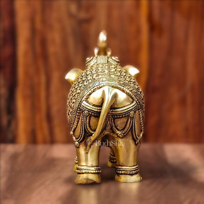 Brass Superfine Elephant with trunk up statue 11"