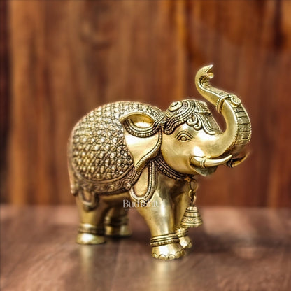 Brass Superfine Elephant with trunk up statue 11"