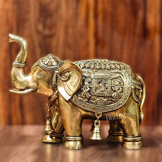 Brass Superfine Elephant with trunk up statue 11"