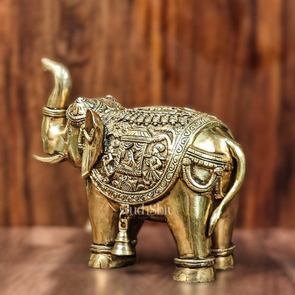 Brass Superfine Elephant with trunk up statue 11"