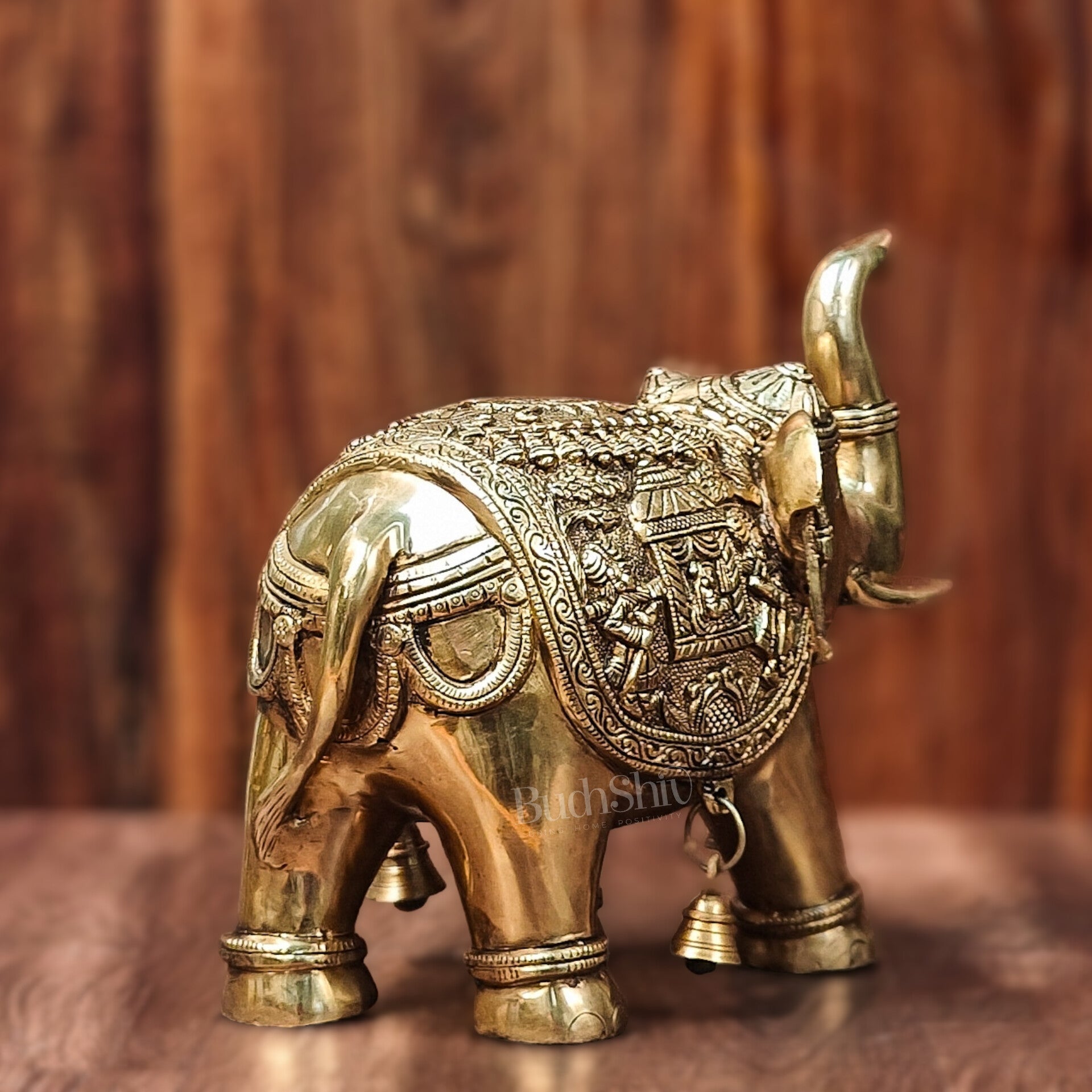 Brass Superfine Elephant with trunk up statue 11"