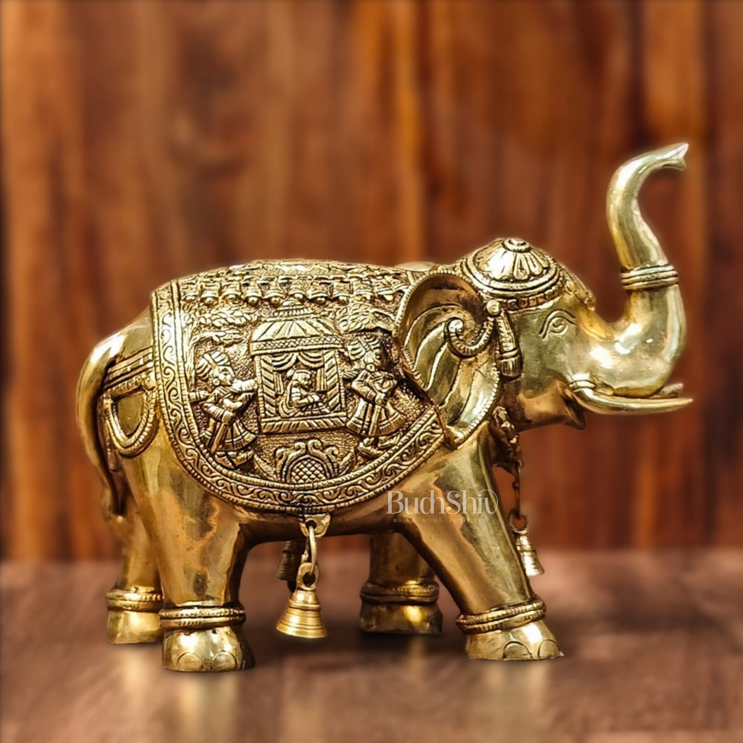 Brass Superfine Elephant with trunk up statue 11"