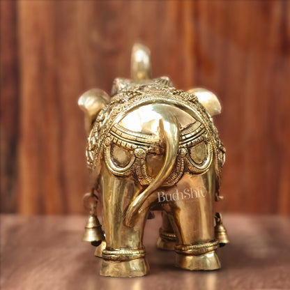 Brass Superfine Elephant with trunk up statue 11"