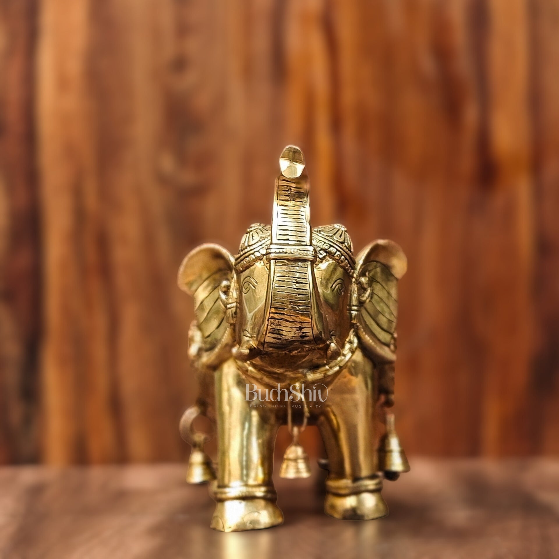 Brass Superfine Elephant with trunk up statue 11"