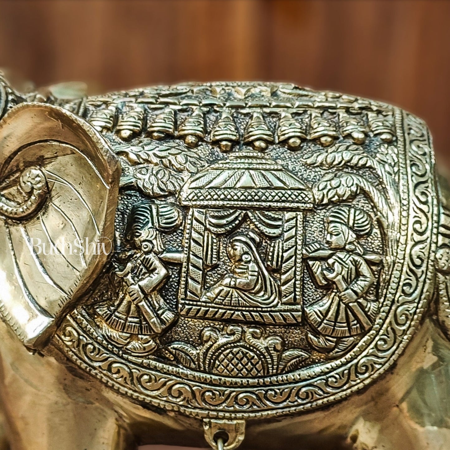 Brass Superfine Elephant with trunk up statue 11"