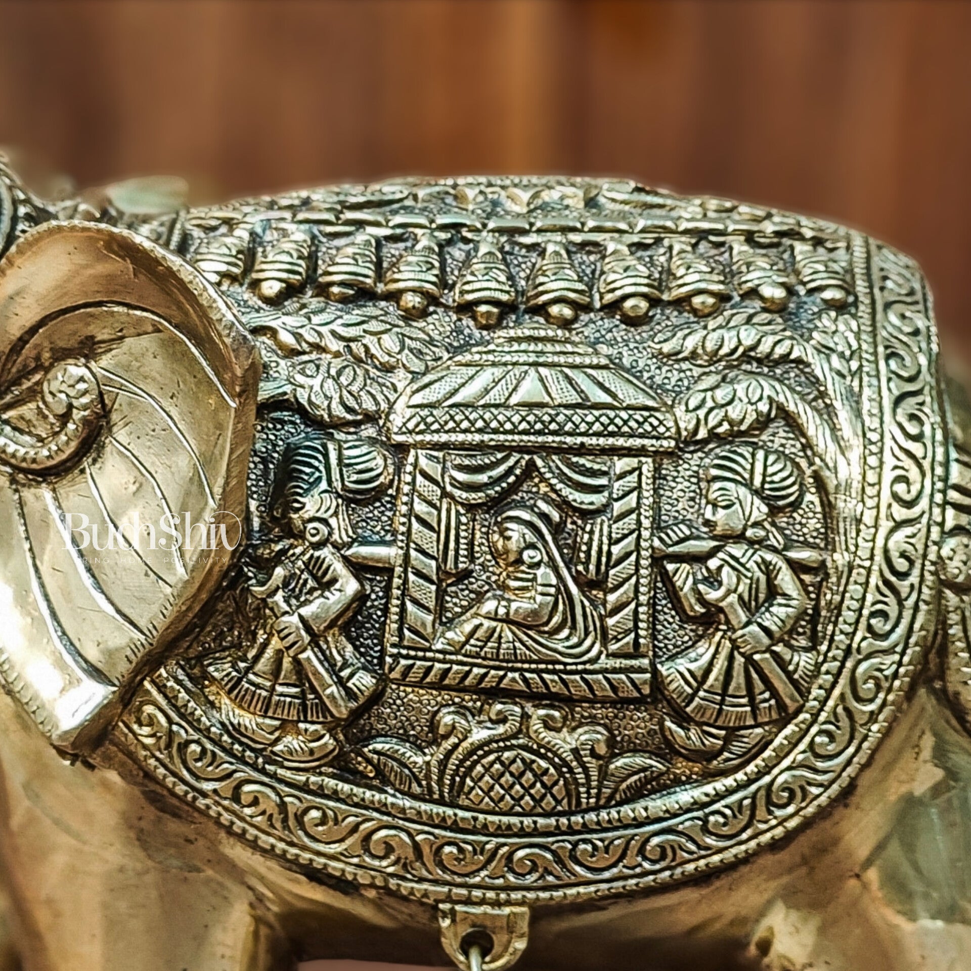 Brass Superfine Elephant with trunk up statue 11"