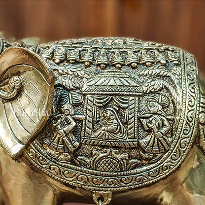 Brass Superfine Elephant with trunk up statue 11"