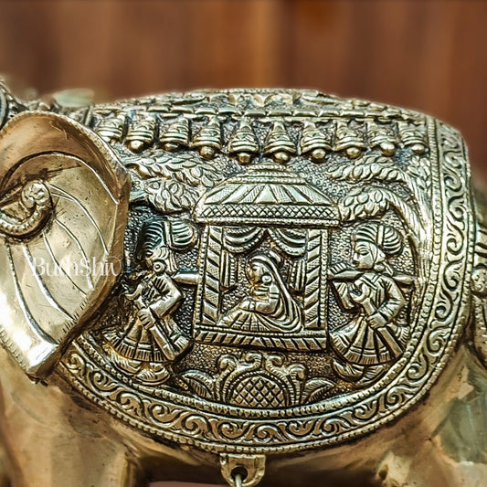 Brass Superfine Elephant with trunk up statue 11"