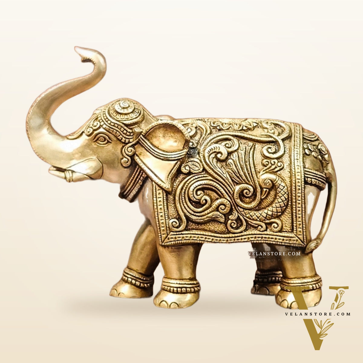 Brass Superfine Elephant with trunk up statue 12"