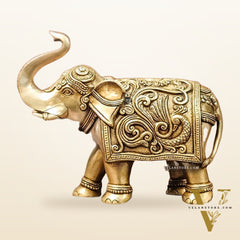 Brass Superfine Elephant with trunk up statue 12"