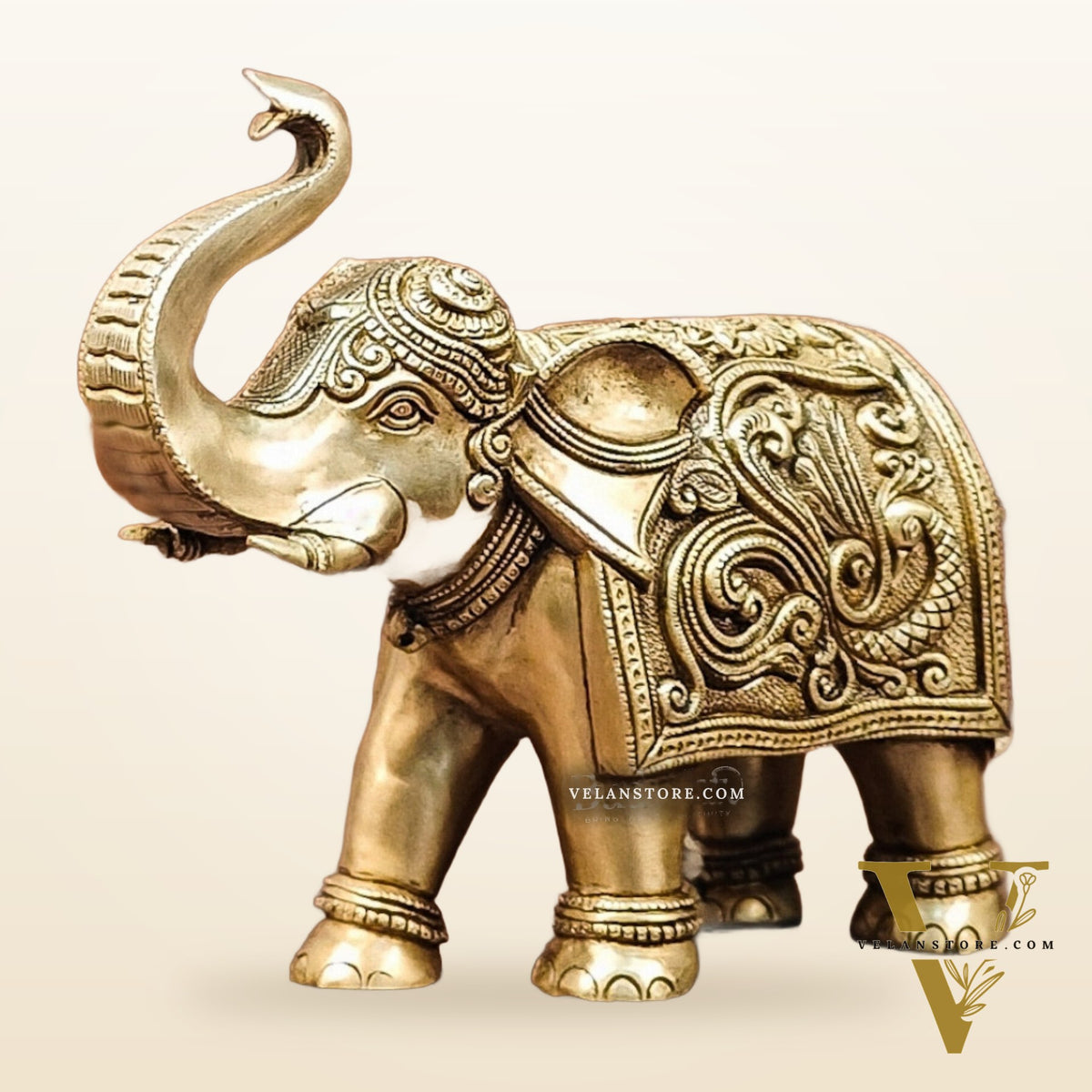Brass Superfine Elephant with trunk up statue 12"