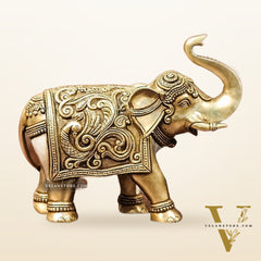 Brass Superfine Elephant with trunk up statue 12"