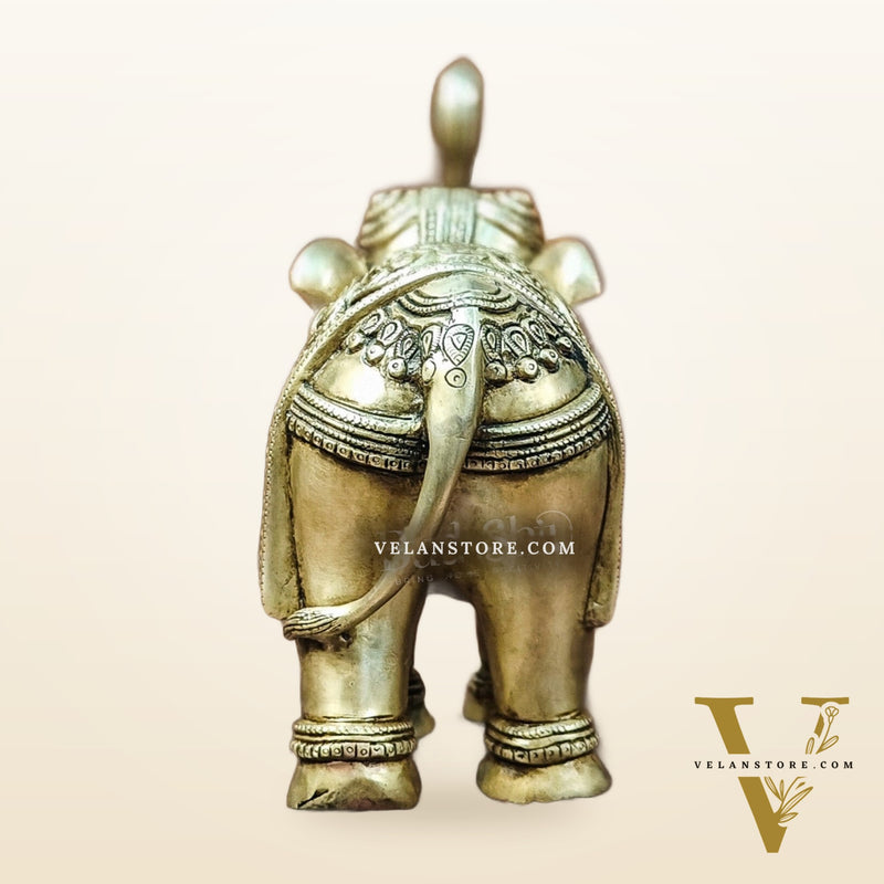 Brass Superfine Elephant with trunk up statue 12"