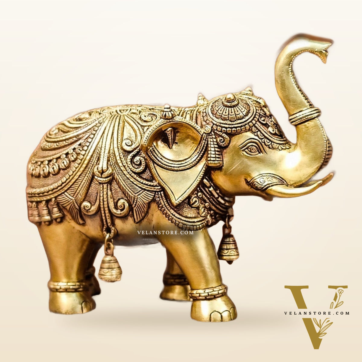 Brass Superfine Elephant with trunk up statue 12"