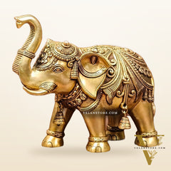 Brass Superfine Elephant with trunk up statue 12"