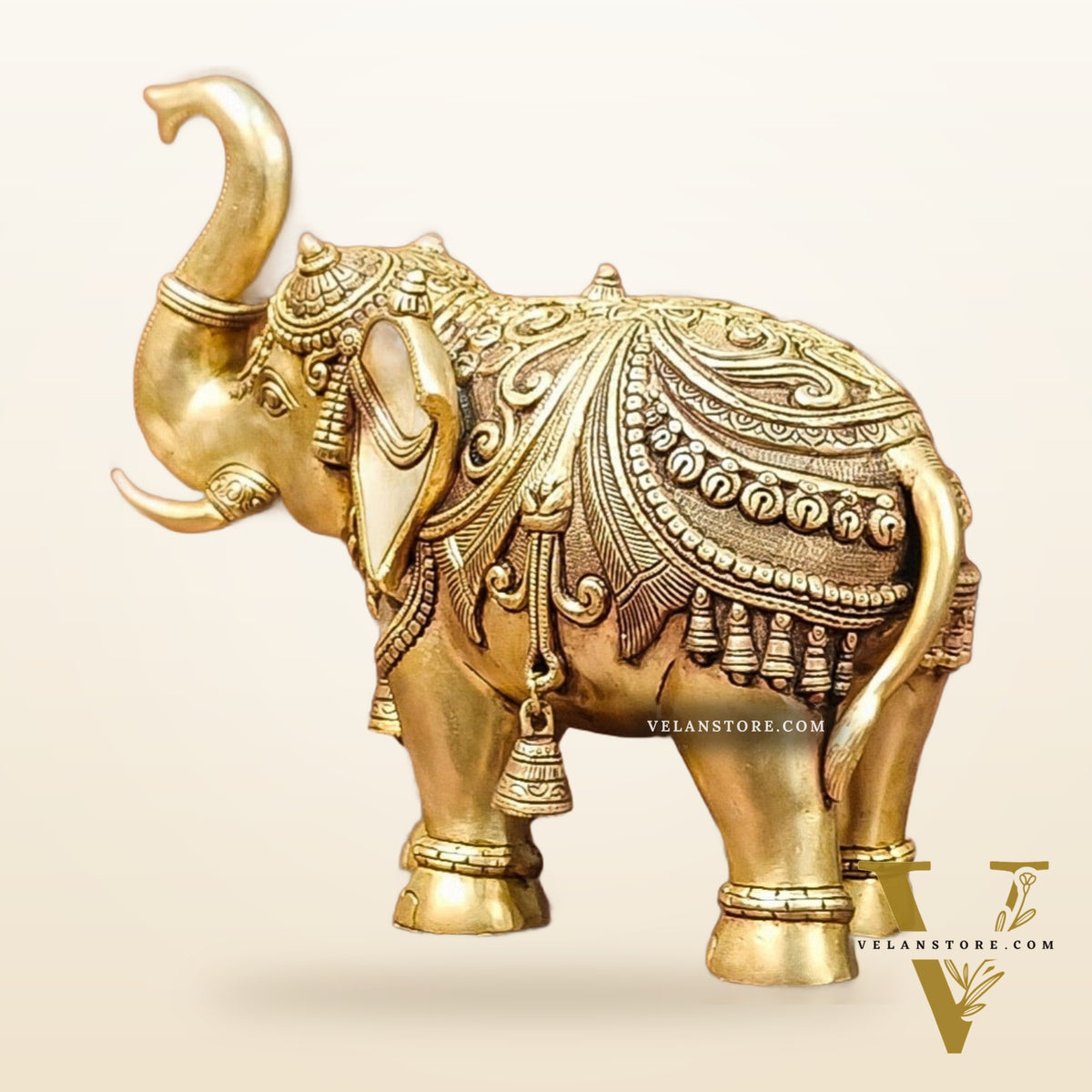 Brass Superfine Elephant with trunk up statue 12"