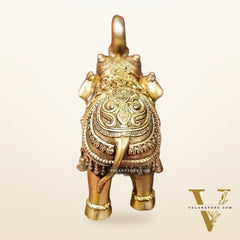 Brass Superfine Elephant with trunk up statue 12"