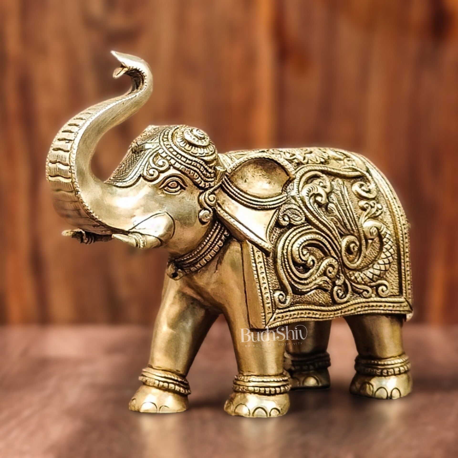 Brass Superfine Elephant with trunk up statue 12"