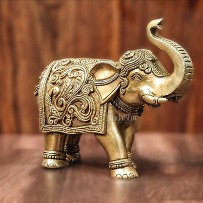 Brass Superfine Elephant with trunk up statue 12"