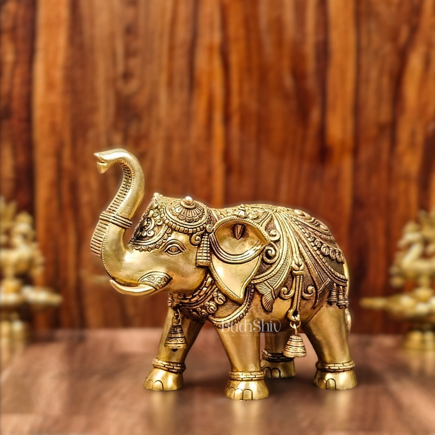 Brass Superfine Elephant with trunk up statue 12"