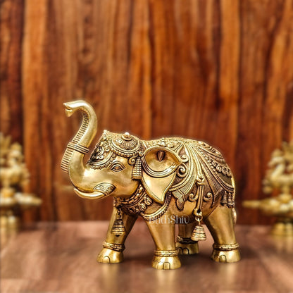 Brass Superfine Elephant with trunk up statue 12"