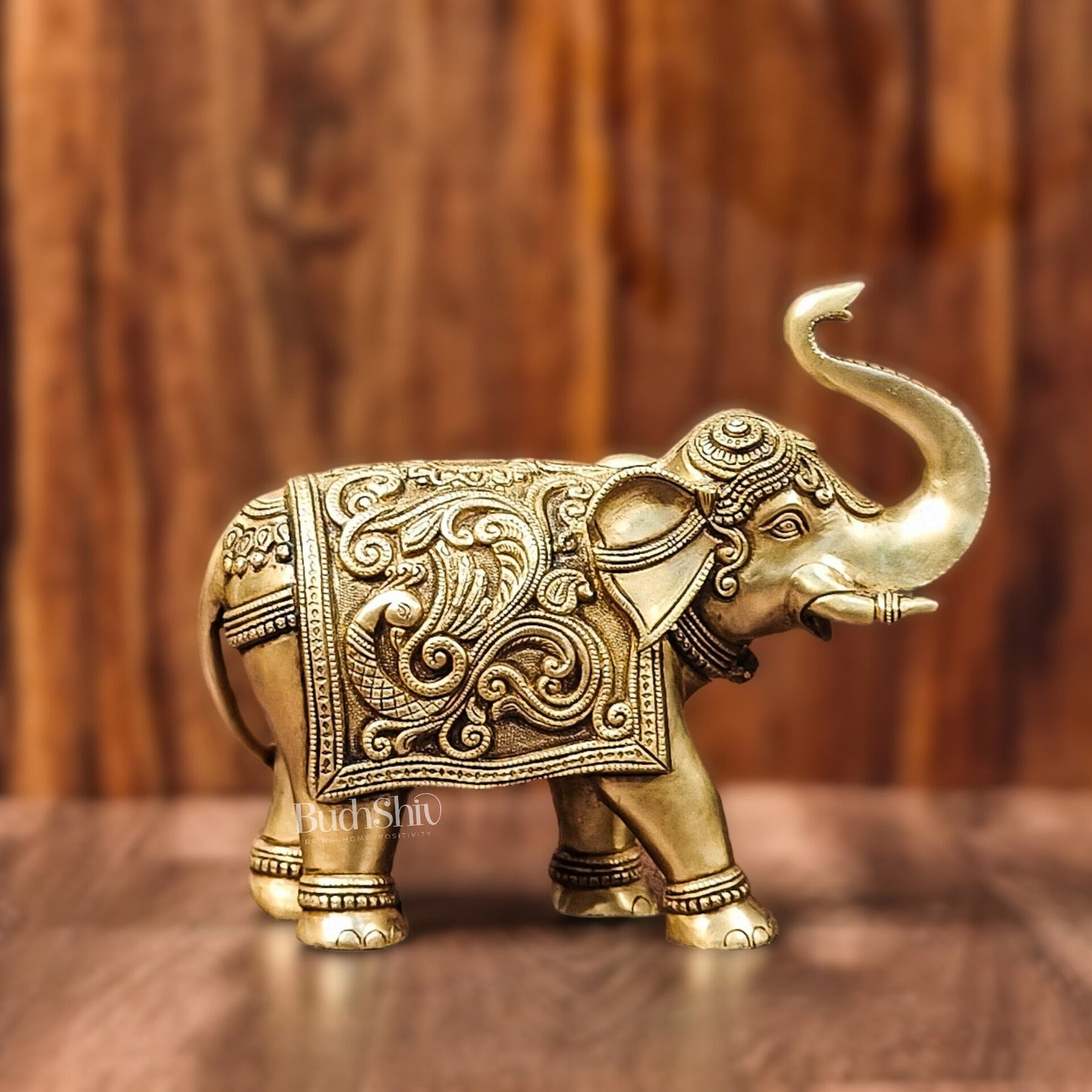 Brass Superfine Elephant with trunk up statue 12"