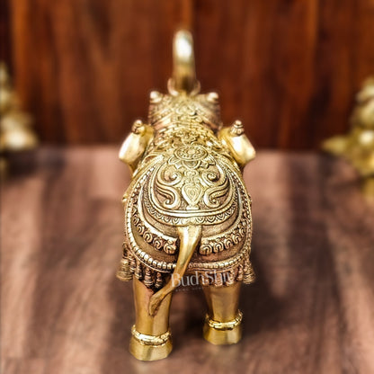 Brass Superfine Elephant with trunk up statue 12"