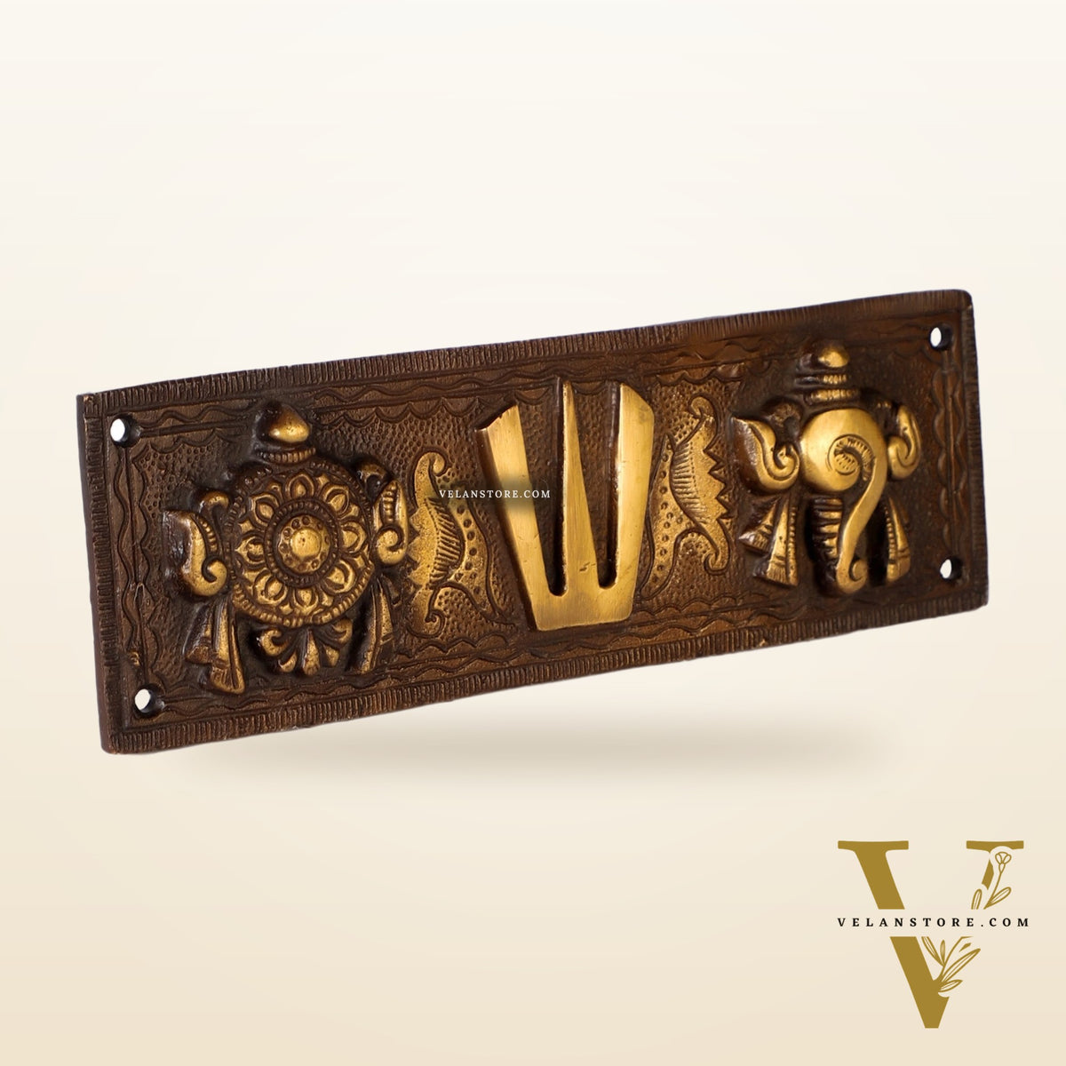 Brass Superfine Engraved Shankh Chakra and Namah Wall Hanging Plate | Tirupati Balaji