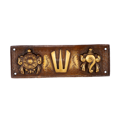 Brass Superfine Engraved Shankh Chakra and Namah Wall Hanging Plate | Tirupati Balaji