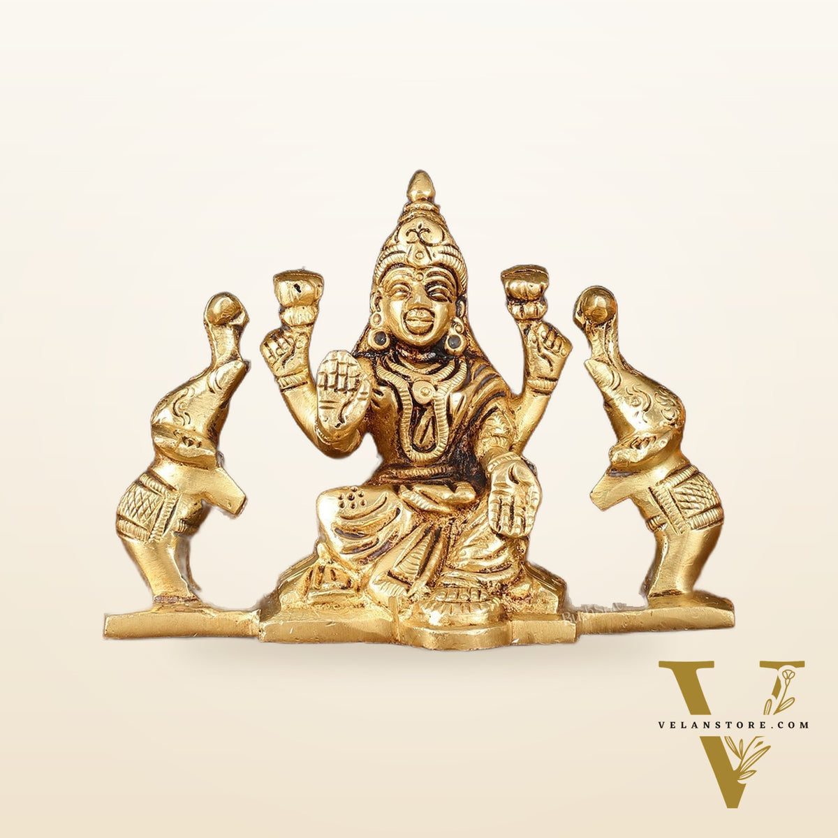Brass Superfine Gajalakshmi Idol - 3" Divine Sculpture