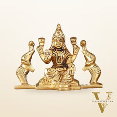 Brass Superfine Gajalakshmi Idol - 3" Divine Sculpture